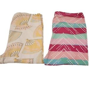 LuLaRoe Leggings Women's Size Tall and Curvy One Size 2 Pair of Leggings Pink Ye